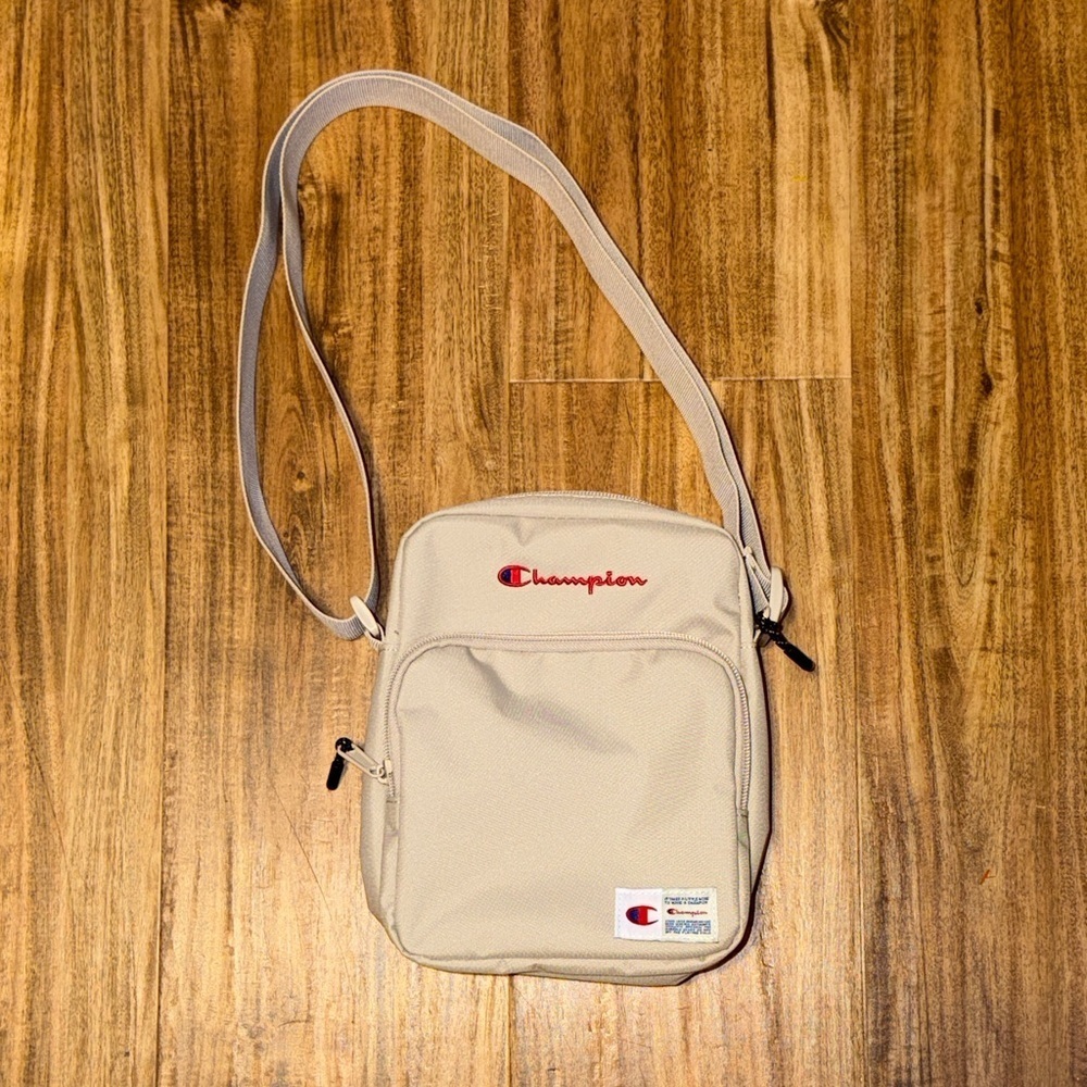 Champion grey crossbody Bag purse Murse women men handbag nwot embroider sporty